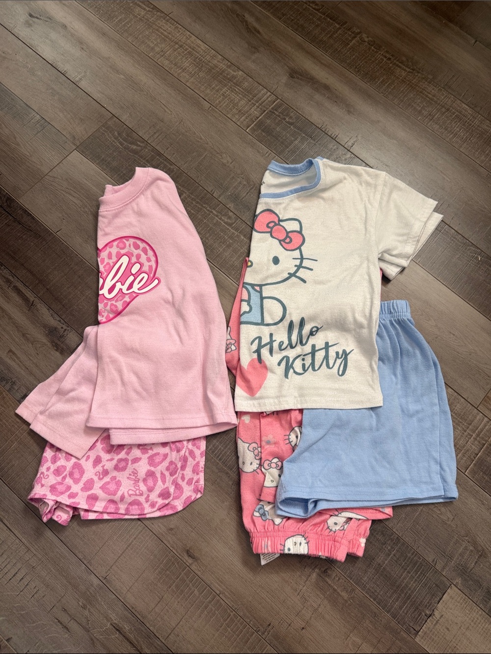 Carter's Barbie & Hello Kitty Pink, Blue and Cream Pajama Set